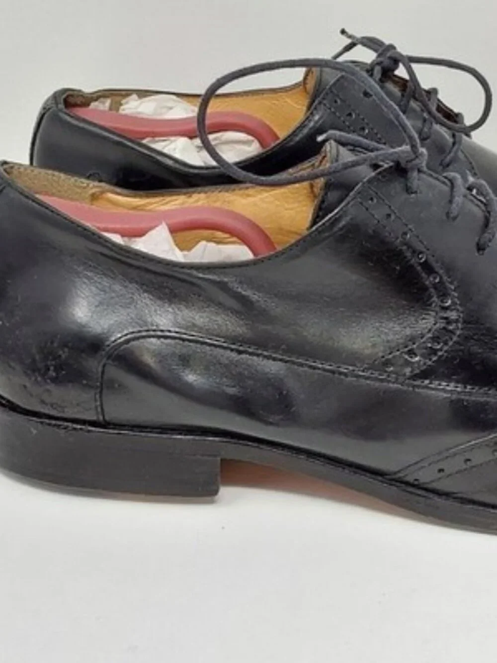 DeLaRentis Italian Couture Men's Wingtip Derby Shoes Black Leather Size 12M